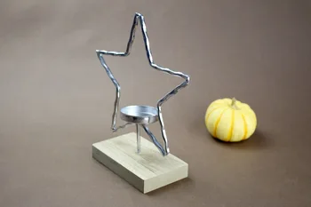 

1PC Star Christmas Tree Iron Candle Holder Candlesticks Stand Party Wedding Festival with Wodd Stand MK021