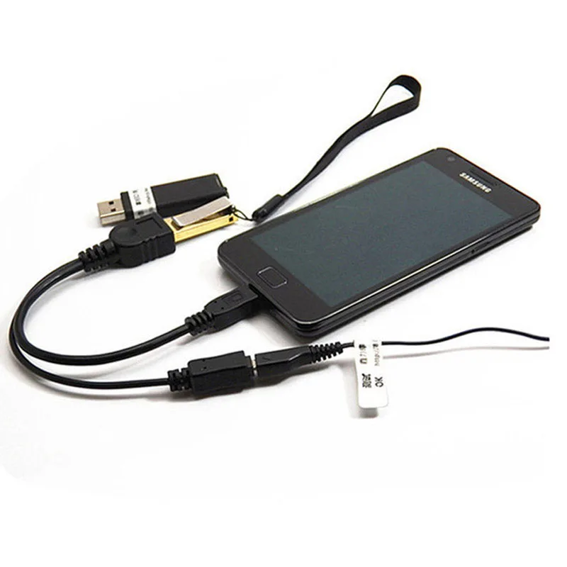 Phone Cable 1 in 2 OTG Micro USB Host Power Y Splitter USB