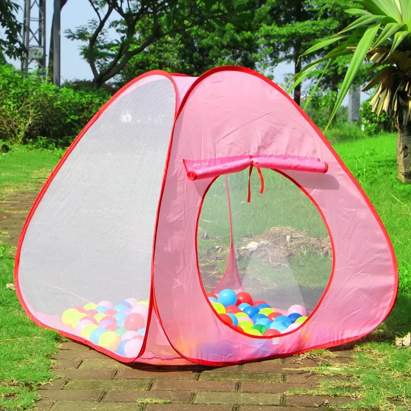 Foldable indoor  outdoor children's play house on three sides gauze spacious tent ocean ball pool toys parent-child interaction (8)