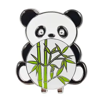 

Golf Hat Clip Metal Cartoon Panda Bamboo Leaf Hat Clip Golf Mark Training Aid