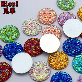 

Micui 100Pcs 16Mm Ab Color Crystal Round Flatback Resin Rhinestones Stone Beads Scrapbooking Crafts Jewelry Accessories Zz32