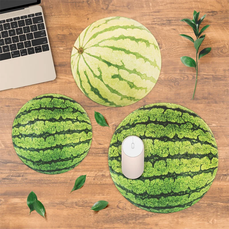 

4mm thicken Summer Watermelon Circle Round Lockrand Gaming Working Personalized Mouse Mice Pad Mat 22 25 30cm