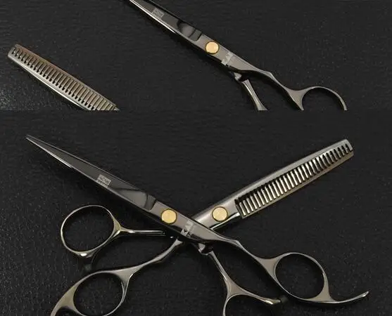 

2pcs set barbel tool Kasho 6.0 inch Hair Scissors pro tesoura hairdressing styling tools salon cutting straight