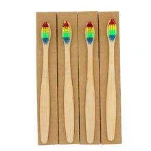 Горячая 10 Шт Красочная бамбуковая зубная щетка Новинка Радужная деревянная зубная щетка мягкая щетина бамбуковое волокно деревянная ручка