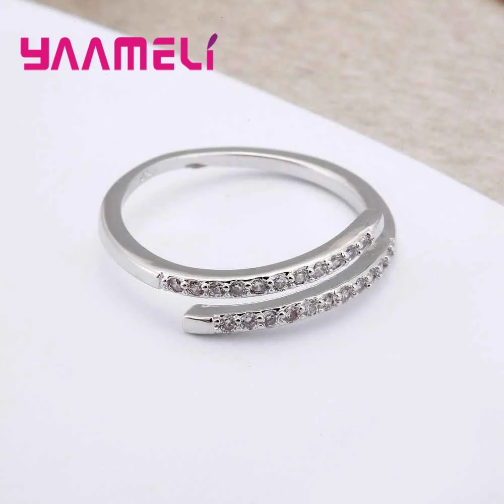 YAAMELI New Promotion 925 Sterling Silver Adjustable Ring for Bridal AAA Zircon Jewelry Bague for Women Wedding Engagement