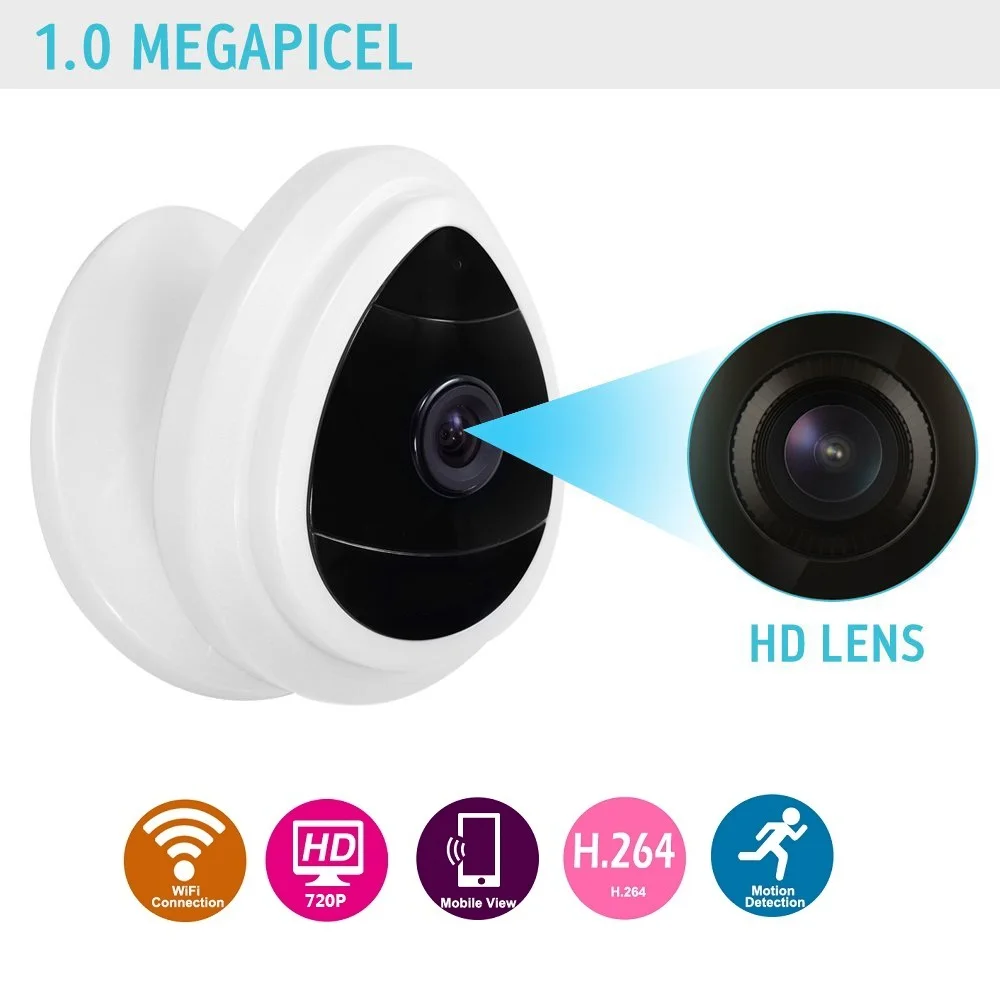 Сетевая мини IP камера безопасности SecuPlug + 720P HD Wi Fi беспроводная радионяня