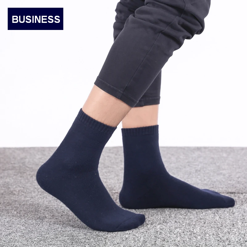 

5Pairs/Lot Eur39-44 Men Winter Thicken Terry Business Cotton Socks Male High Quality Fashion Warm Socks s345