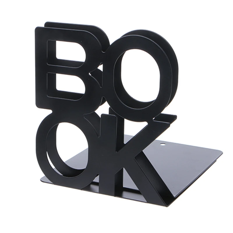 Алфавит формы металлические железные книгодержатели поддержка держатель настольные подставки для книг - Цвет: Черный
