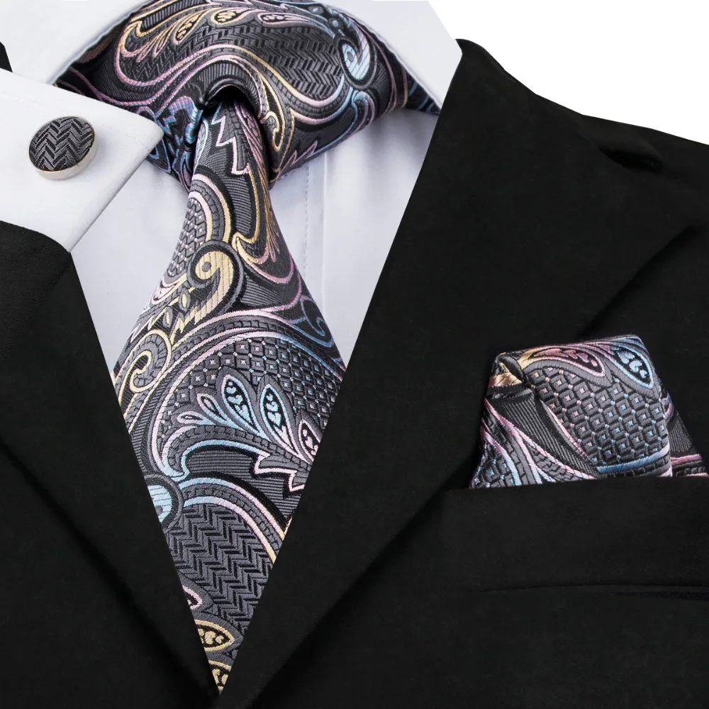 SN 454 News Arriving Paisley Tie Hanky Cufflinks Set Men's 100 Silk Beautiful Ties for Men