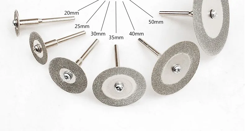 10 шт. 20 мм Алмазный шлифовальный круг ломтик с двумя 3 мм хвостовиком шпиндели для Dremel роторный инструмент
