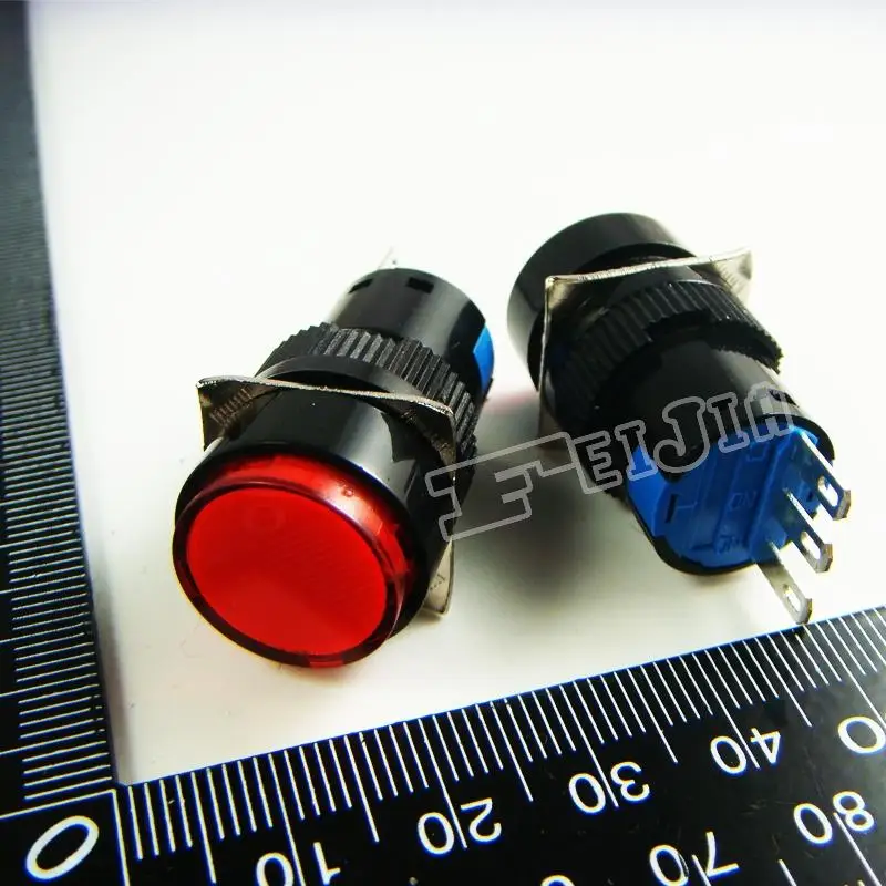 

AB6-A Button color Red AC 3A/250V (DC 30V/5A) 3Pin Self-locking Push Button Switch 5Pcs/lot