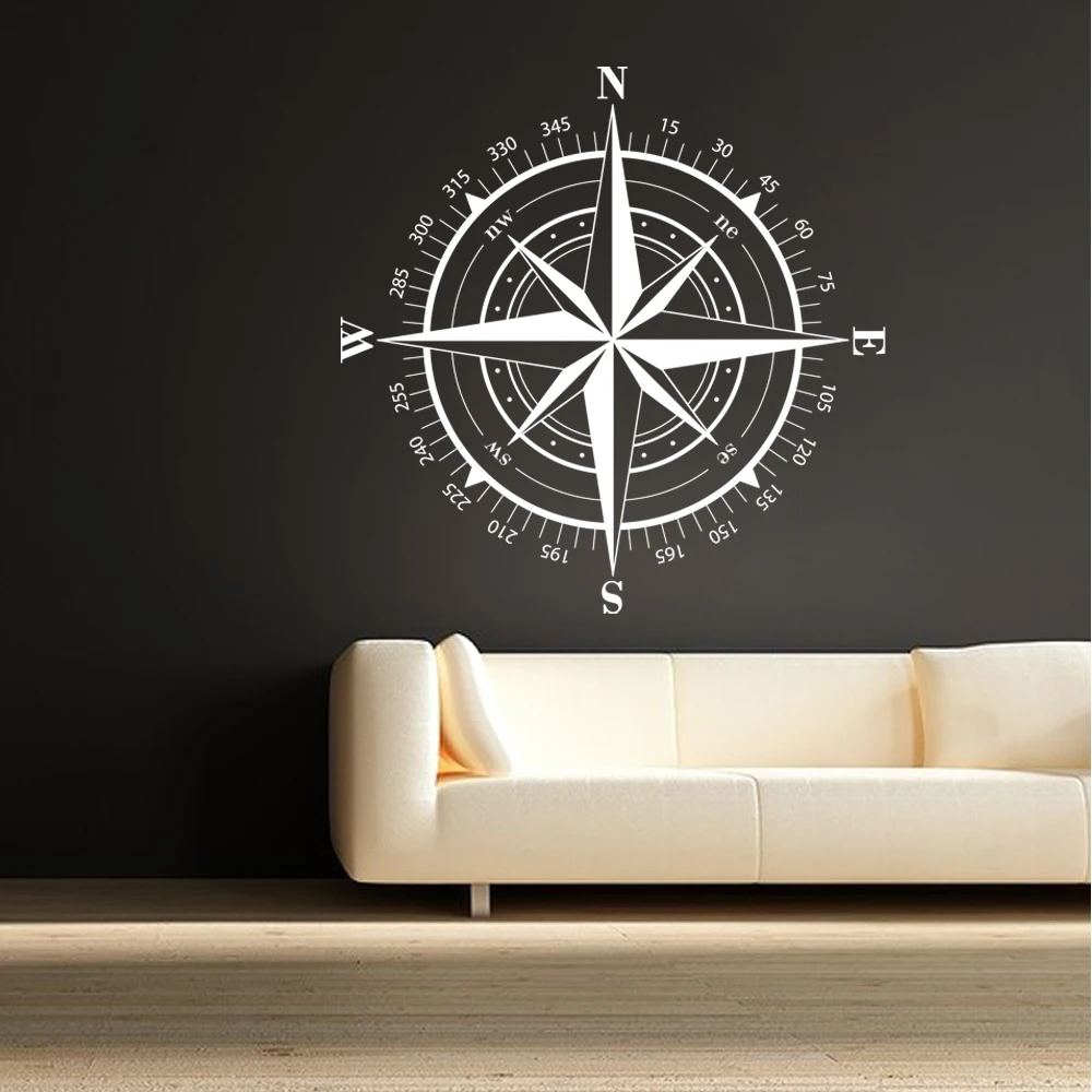 Compass Rose Nautical Vinyl Wall Decal Travel Decor Christmas Gift