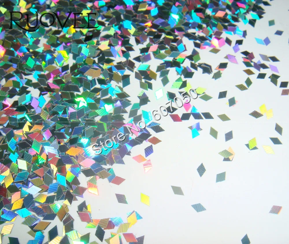 50Gram Laser Holographic Silver 2MM Chunky Rhombus Nail Glitter Diamond-Shape Sequin Paillette Spangle for DIY Manicure Art Deco 3