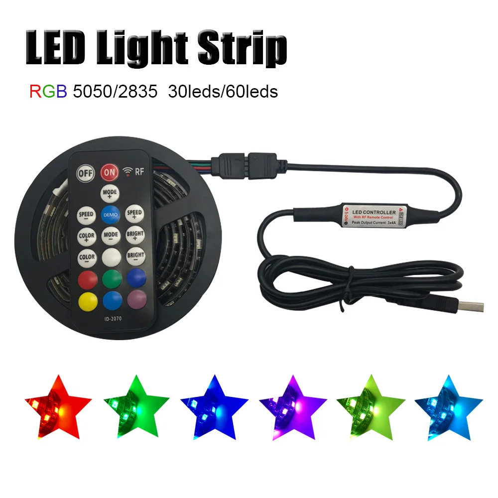 

2835 60Leds 5V LED RGB Light Strip 5050 30Leds 5V LED RGB Light Strip 18Key RF Remote Control Led controller for TV Back light