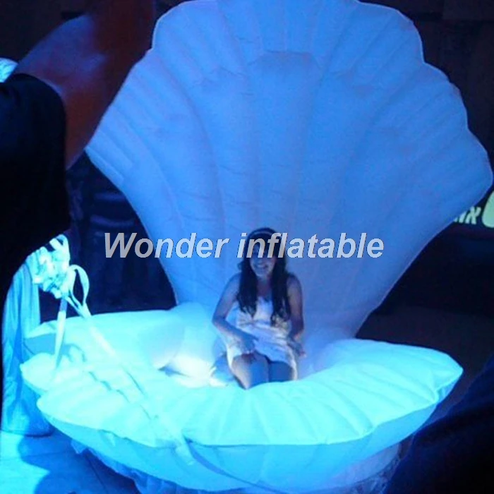 

Hot sale customized stage white giant LED inflatable shell inflatable seashell for Party/ stage/ wedding decoration