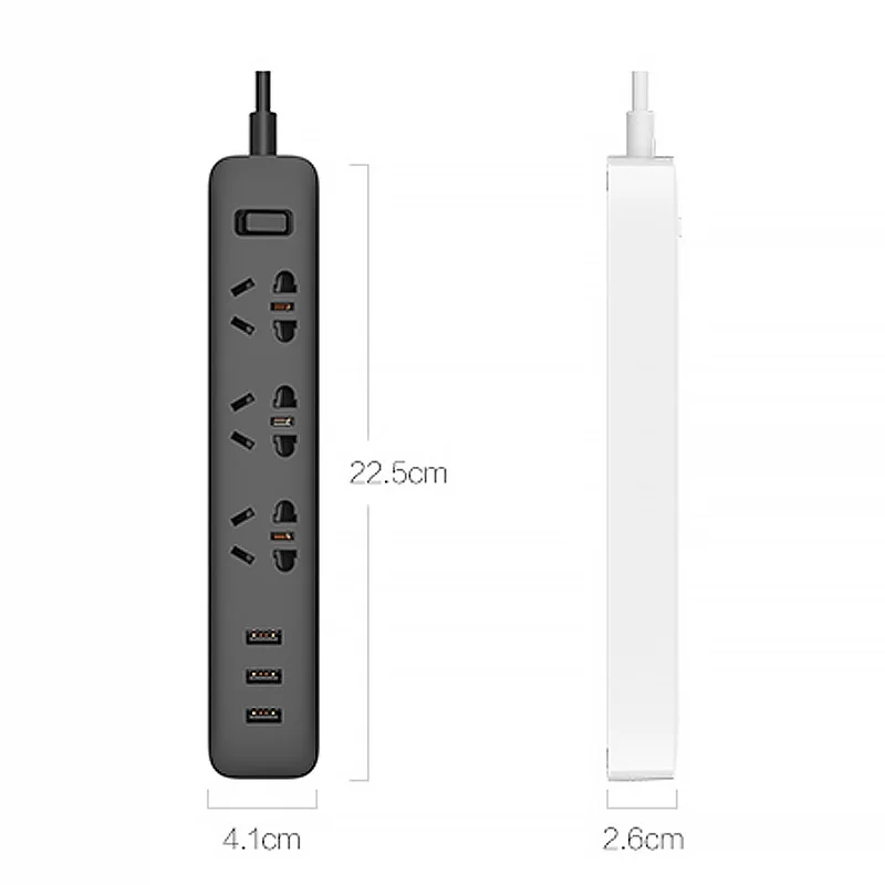 Оригинальная смарт лента Xiaomi Mijia 3 розетки + 2 А порты USB для быстрой зарядки черный