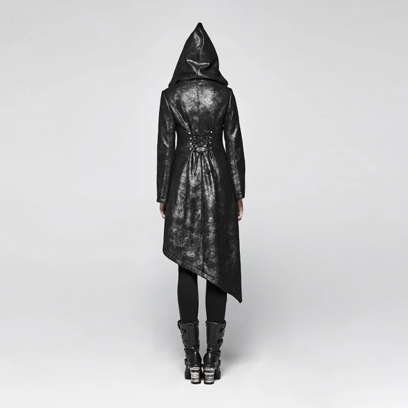 2019 Панк рейв Рок Мода черный готический асимметричный подол для женщин пальто куртка наряд для выступлений и маскарада WY977