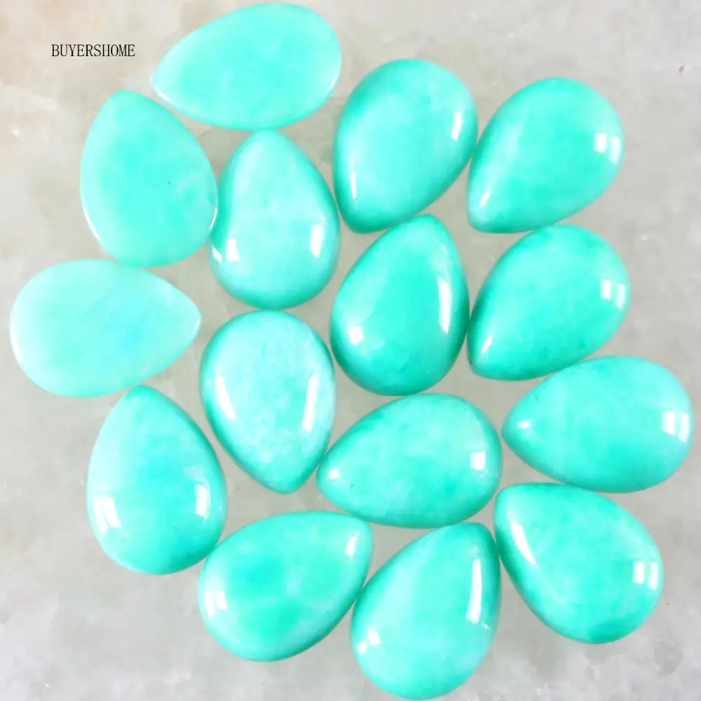 10Pcs 13x18MM Cabochon CAB Natural Stone Green Amazonite No Drilled Hole Water Drop Bead For DIY Jewelry Making Ring K816 | Украшения и