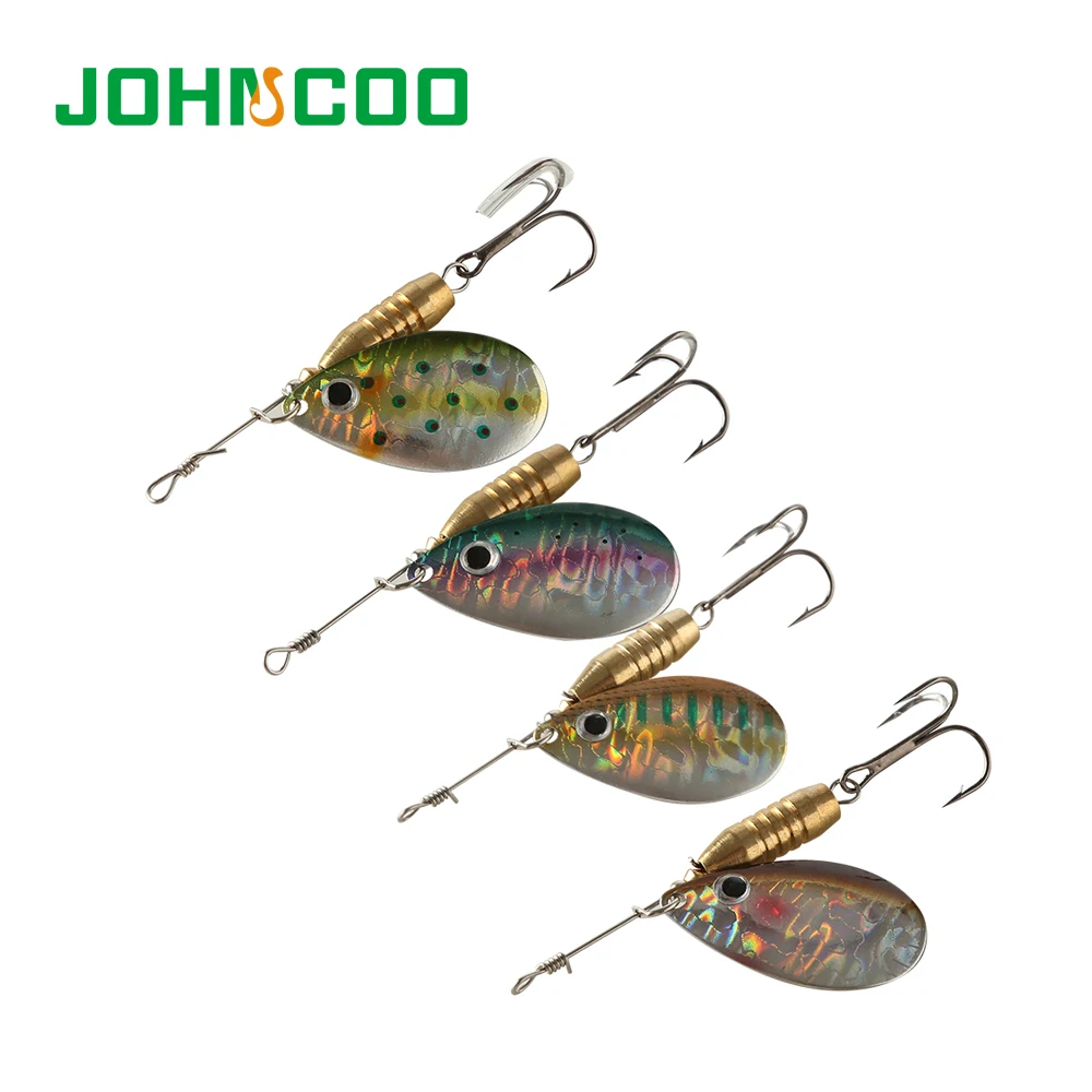 

JOHNCOO 1pc 4Color Spinner Bait with Sharp Treble Hook Arttificial Bait Copper Sinker Spinner Bait Longcast Jigging Fishing Lure