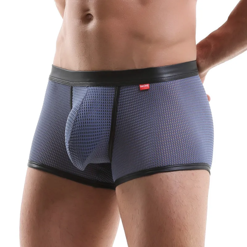 

Sexy Underwear Cueca Boxers Men Mesh Hollow Out Men's Boxer Shorts U-convex Pouch Panties Sexy Gay Panties Quick Drying Bikini