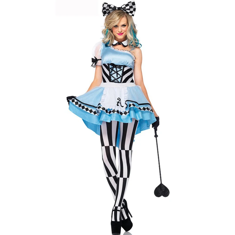 Классическая сказка Алиса в Стране Чудес Костюм Алиса принцесса горничной косплей взрослых женщин костюм на Хэллоуин наряд
