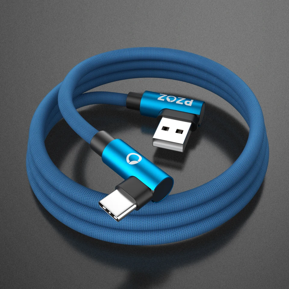PZOZ 2 м usb c кабель 3,1 Быстрая зарядка 90 градусов нейлоновая оплетка L Тип шнур для передачи данных зарядное устройство для samsung S8 S9 Note 8 9 Xiaomi mi6 mi8