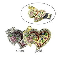 real capacity Crystal Heart USB Flash Drive Disk Necklace8GB 16GB 32GB heart jewelry usb pendrive creativo