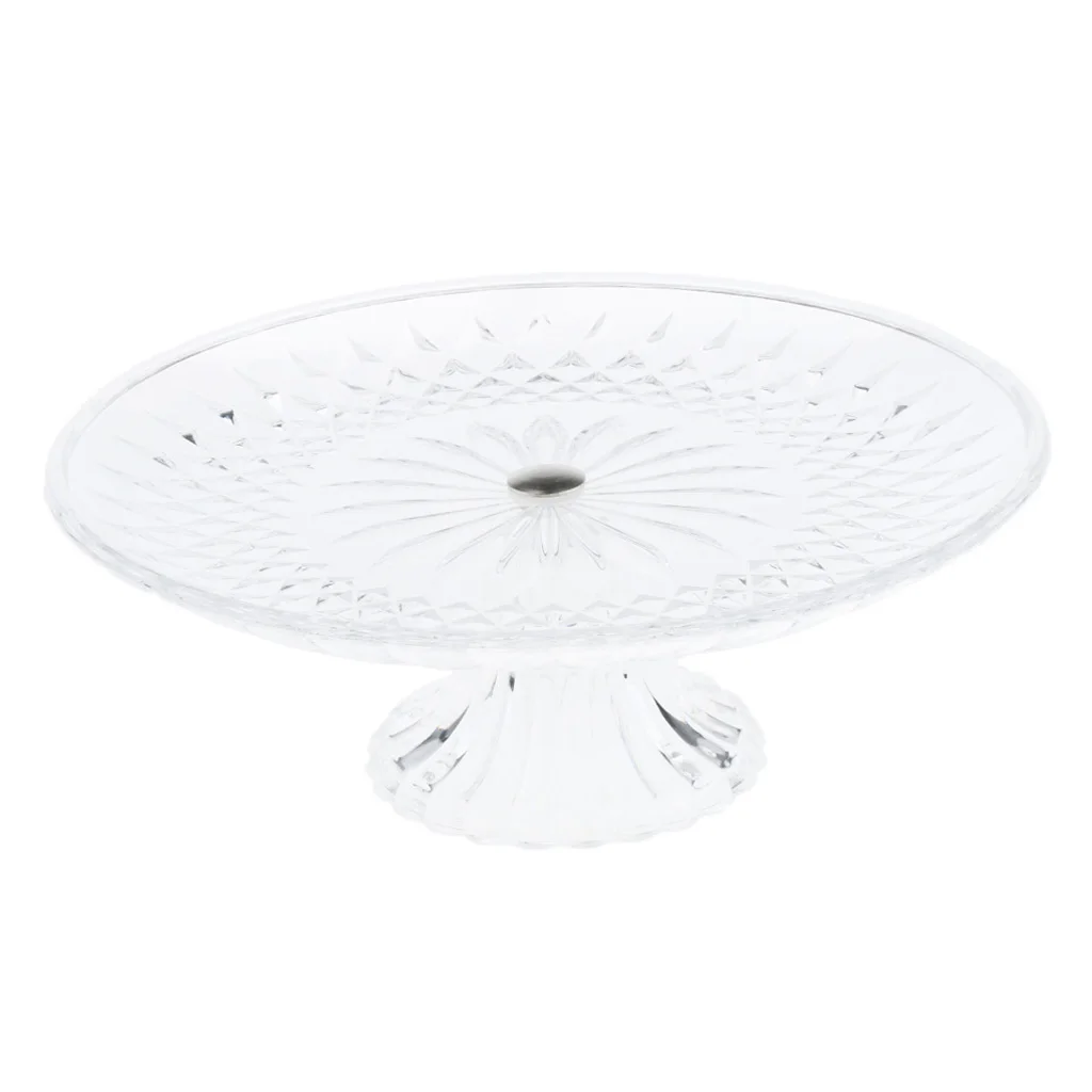 Round Clear Dish Platters Plate Food Serving Tray with Base, Plastic