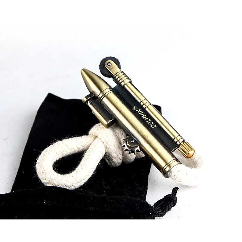 Torch Old Kerosene Lighter Creative Retro Bullet Flame Metal Cotton Rope Lighter 