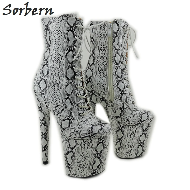 

Sorbern Snake Pole Dance Boots 8 Inch Heels Size 14 Unisex Short Boots For Women Lace Up Boot Fetish High Heels Custom Color