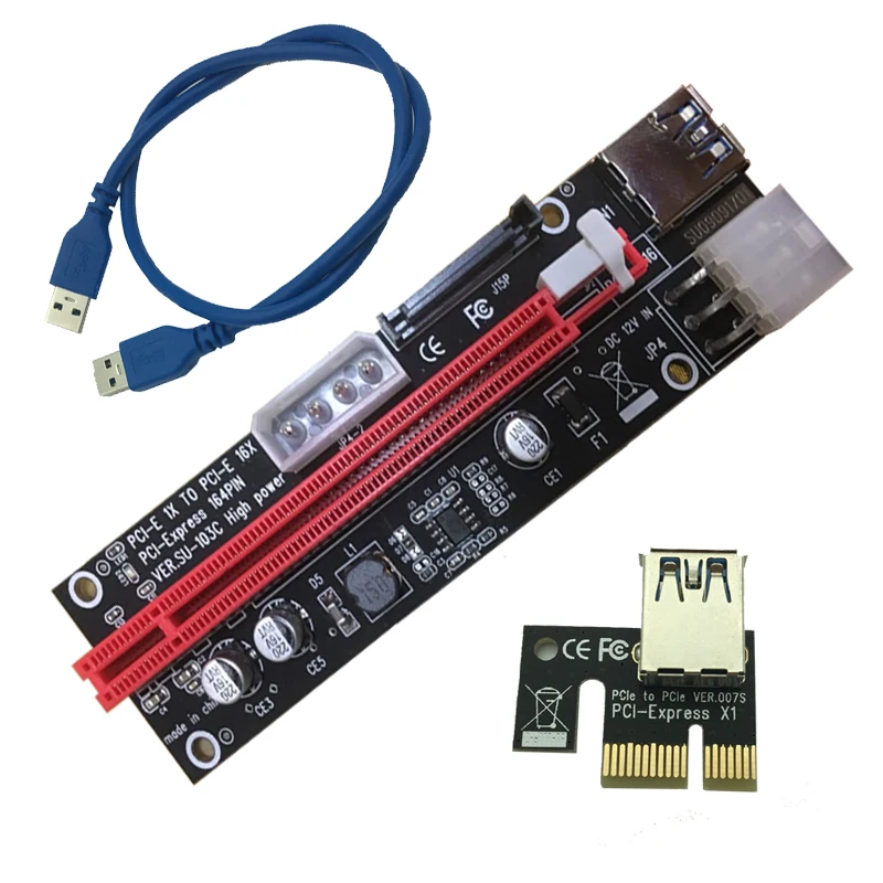 L 4pin 6pin SATA Power PCI Express 16X слот Riser карта USB 3 0 E 1x до 16x PCIE Райзер для майнинга