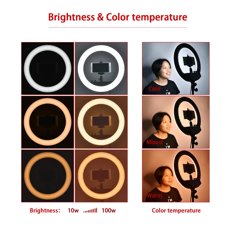  Fosoto FT-240RL 14 Inch Photographic Lighting 3200-5600K Ring lamp Camera Photo Studio Phone led Ri - 32983208117