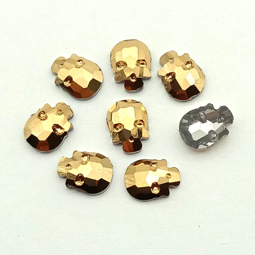 6X8 Skull gold 10 шт, стеклянные стразы в виде черепа с бриллиантами, 3D украшения для дизайна ногтей, ювелирные изделия, дизайн, Япония, Корея, бусины в виде кости для маникюра - Цвет: 6X8 Skull gold