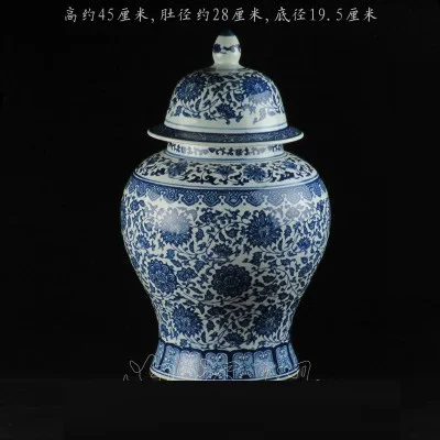 Brown 34-45 см китайская антикварная Qing Qianlong Mark синяя и белая керамическая фарфоровая ваза имбирный кувшин, ваза для украшения дома R1874 - Color: Brown