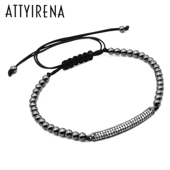 

2018 New Band Men Bracelets Micro inlay zircons beads Men Jewlery Geometric Gold Color Bar Bracelet Jewelry for Men