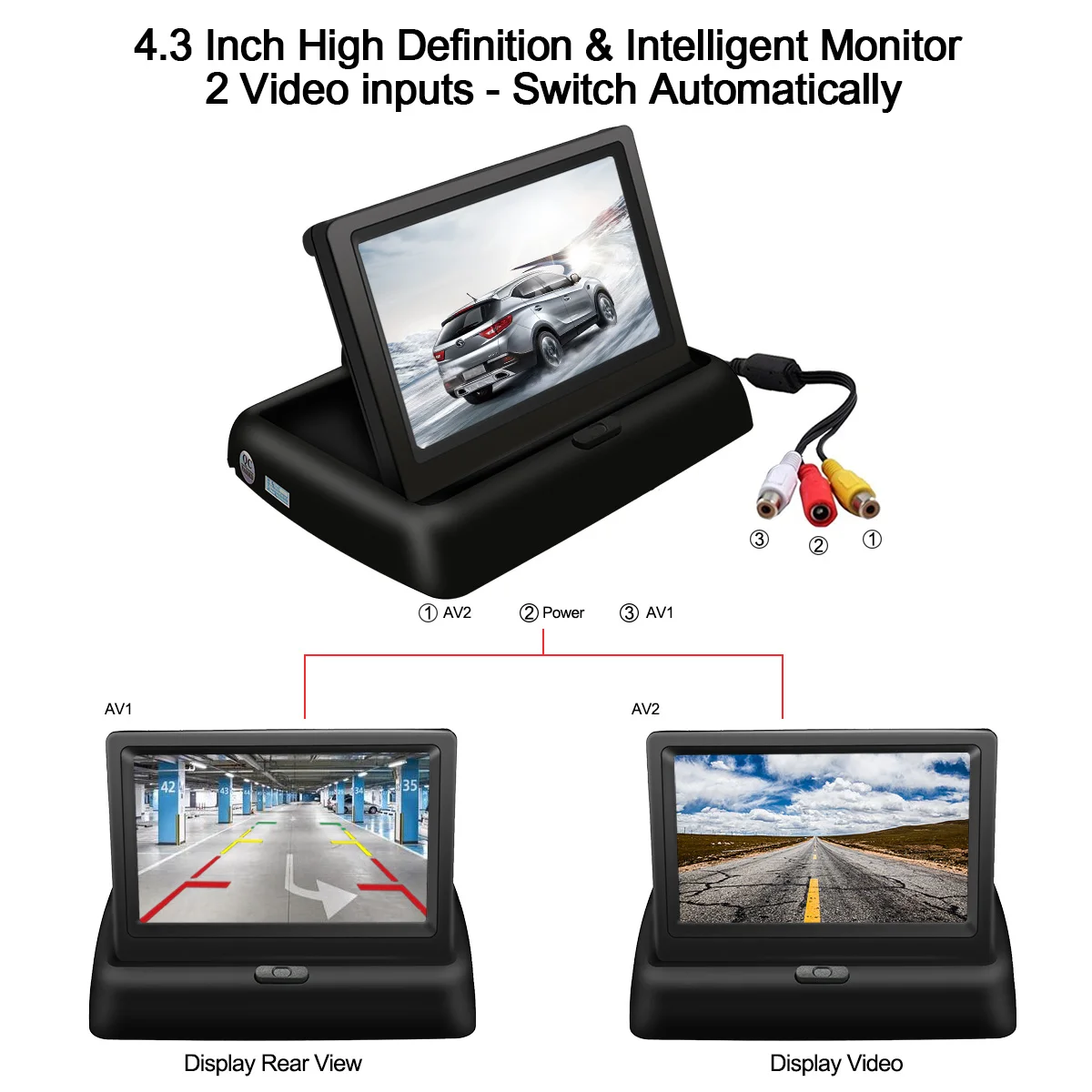 Автомобильный 4,3 складной монитор дисплей экран TFT lcd с ночным видением резервного копирования резервная парковочная камера заднего вида беспроводная ИК