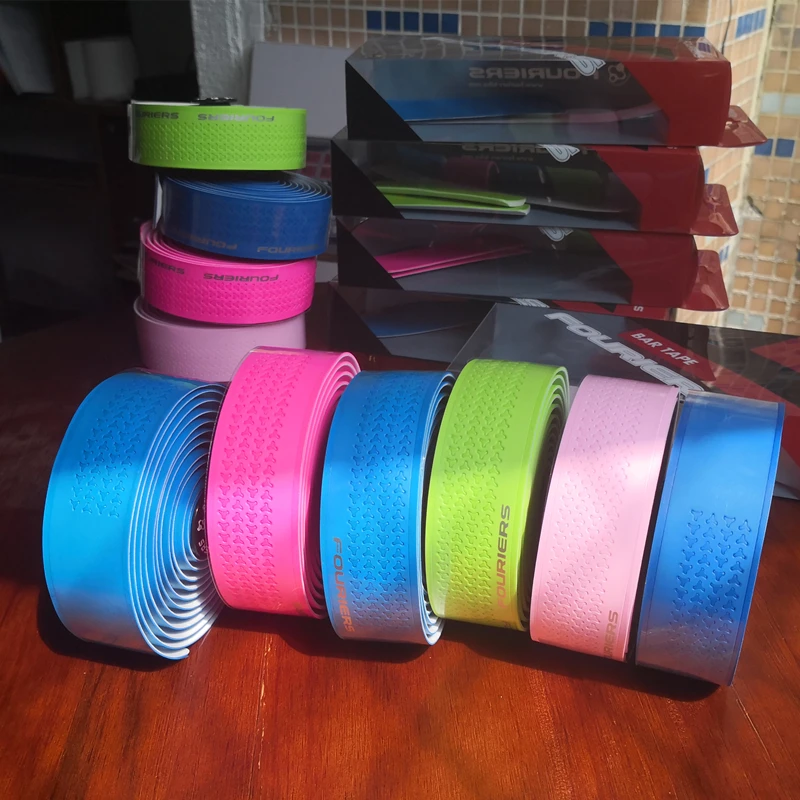 

1set 9 colors optional Fouriers Monochrome Bar Tape And Plugs PU Road Bike Drop Handlebar Wraps 3mm * 210cm