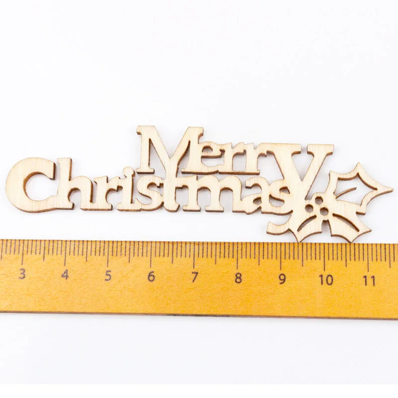 

Natural Wood Christmas Pattern Craft Accessories Scrapbooking For Handmade Sewing Home Decoration DIY 10pcs 21x92mm