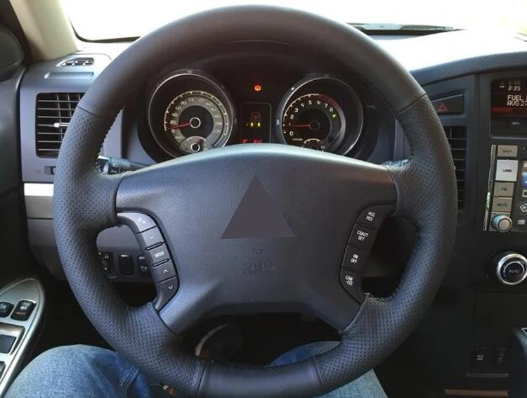 Черный верхний слой кожаный ручной сшитый автомобильный чехол на руль для Mitsubishi Pajero 2007- Galant 2008-2012 Zinger 2008-2011