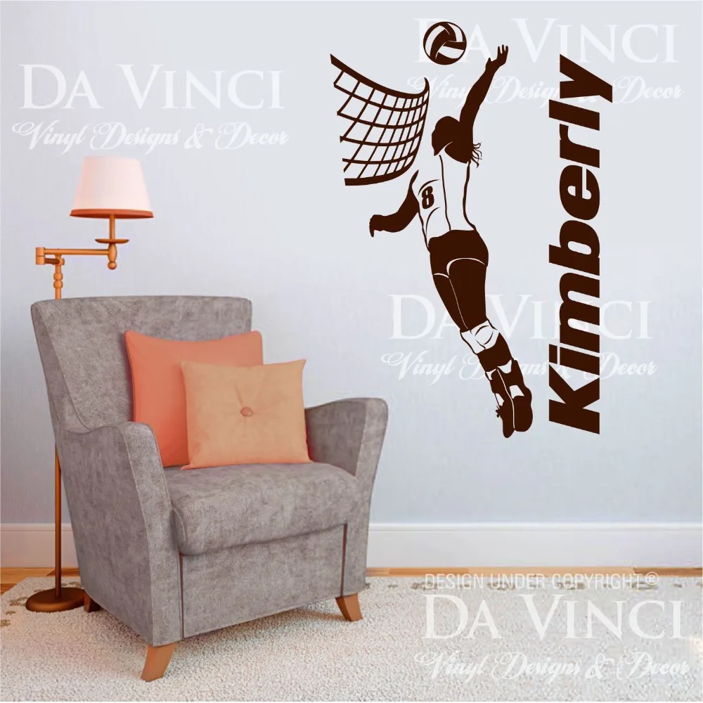 Volleyball Player Decal Girl Custom Name Wall Personalized Vinyl Sticker Decor Volleyball Player Decal Girl Custom Name Wall Personalized Vinyl Sticker Decor