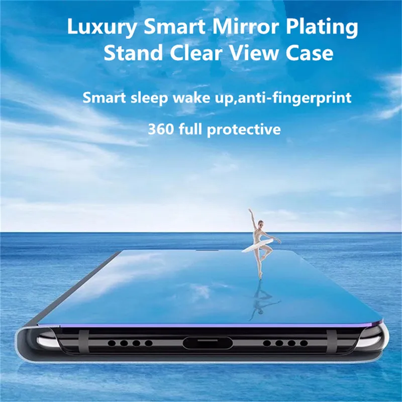  For Samsung Note10 Plus Case Plating Mirror Flip Leather Stand Smart View Cover Case For Samsung A8