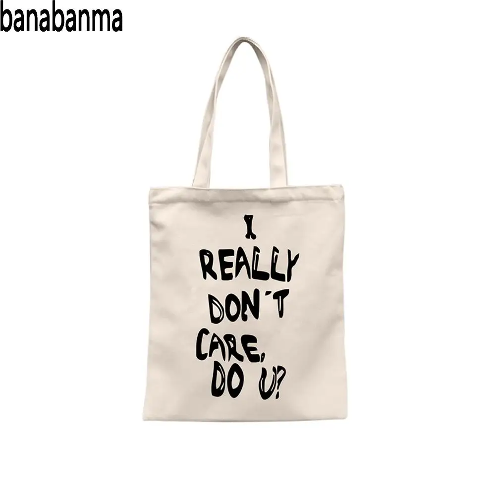 

Banabanma Women Girl I REALLY DON'T CARE, DO U? Letters Printing Canvas Fashionable Stylish Shoulder Bag Bags for Women 2018 Z10