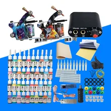 Полный комплект татуировки 2 татуировки машины пистолет черные чернила набор питания ручки для тела художественные инструменты набор татуировки перманентный макияж Набор Татуировок