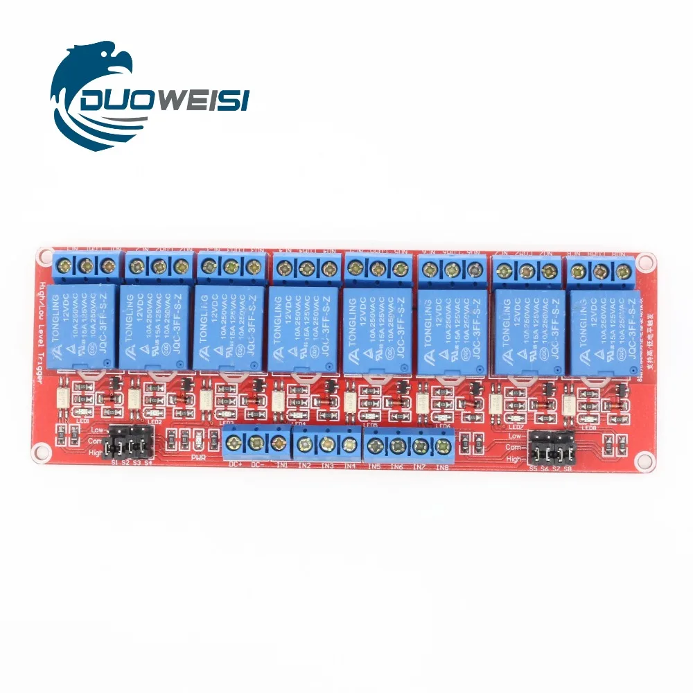 

5V/12V/24v Optional 8 Channel Relay Module Board Shield with optocoupler Support High and Low Level Trigger RY013