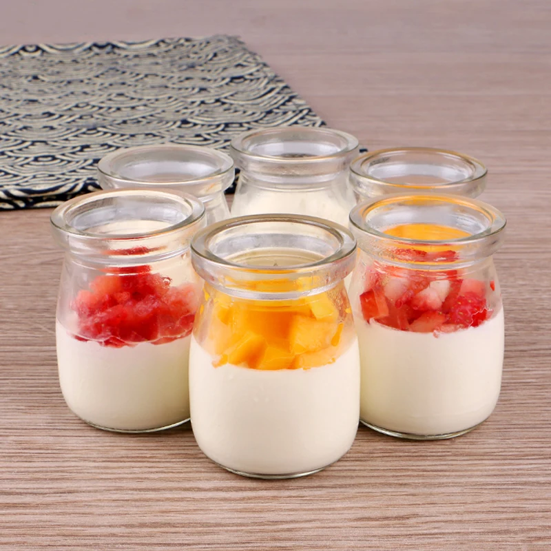 1PC 100ml Candy Jam Jar Glass Jars And Llids Milk Yoghourt Jelly Mousse Dessert Bottle Pudding Cup