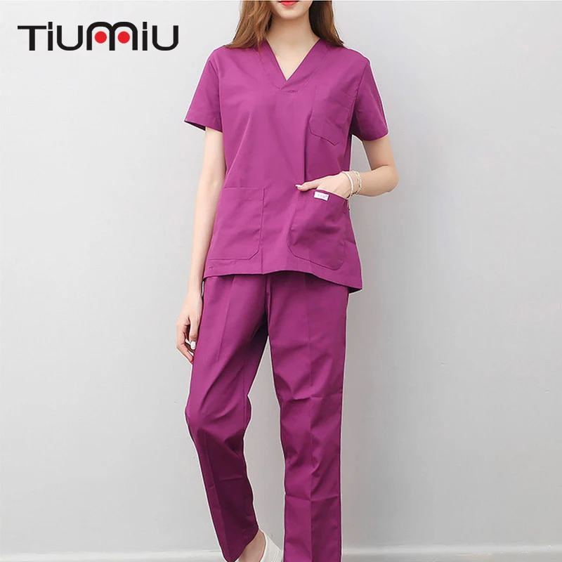 Women Men Doctor Nurse Medical Uniforms Hospital Pharmacy Scrubs