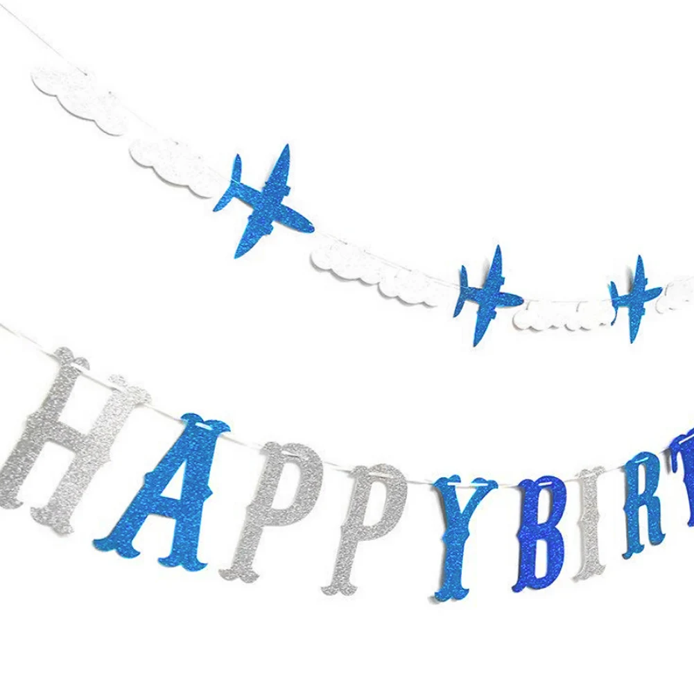 Письмо С Днем Рождения флаг потянув самолет облако баннер с гирляндами для празднования дня рождения и организации день рождения сцена