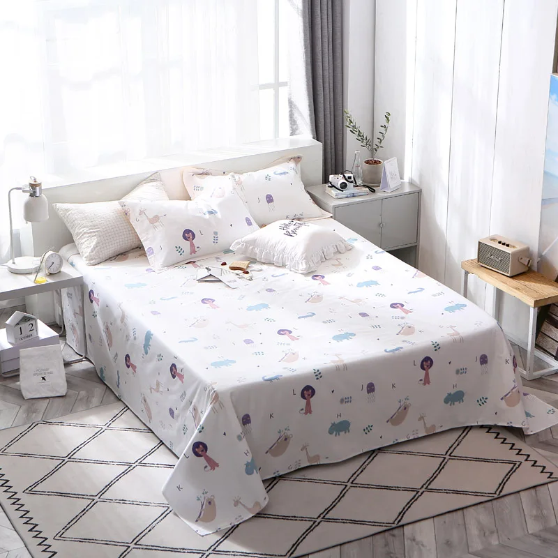 

Cartoon Little Animal Pattern Pillowcase Bed Linen Queen Size Mattress Covers Fitted Sheet Sets With Elastic For King Size