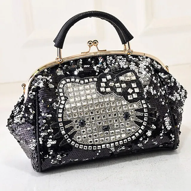 Luxury Famous Brand Women Female Sequined Bags Leather Hello Kitty Luxury Famous Brand Women Female Sequined Bags Leather Hello Kitty Handbags Shoulder Tote Bolsos Mujer De