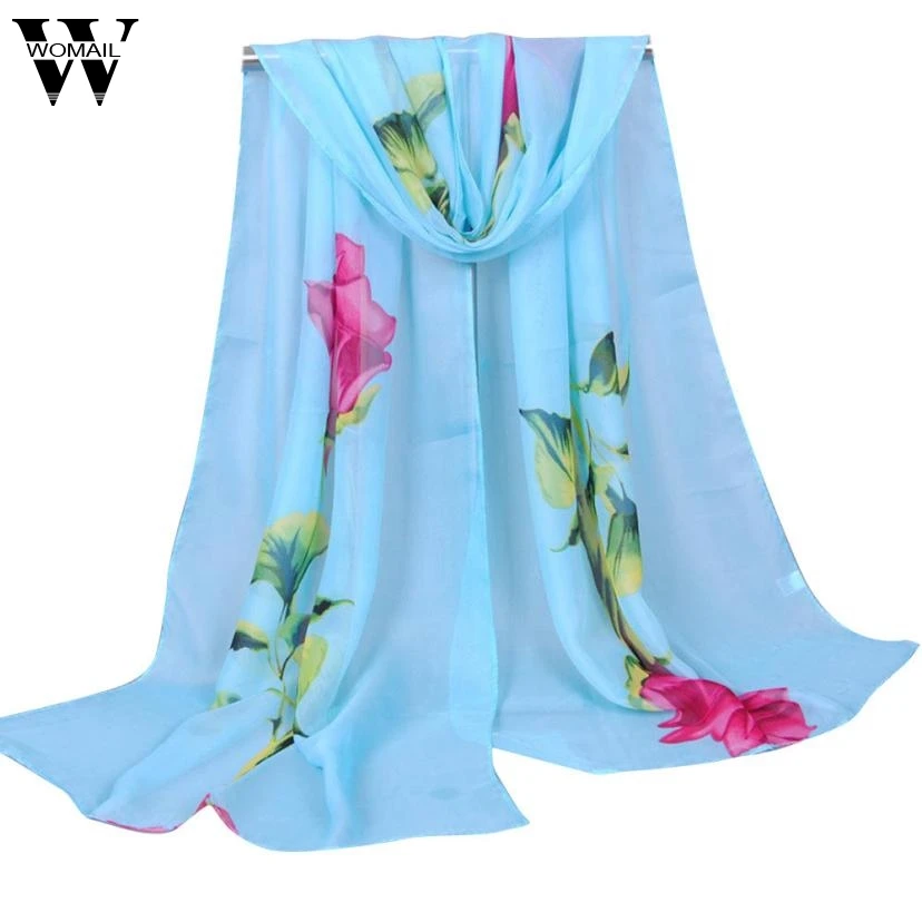 

WOMAIL 2017 New Arrival Fashion Women Rose Long Soft Wrap Scarf Ladies Shawl Chiffon Scarf Scarves Wraps Foulard Femme Sept28